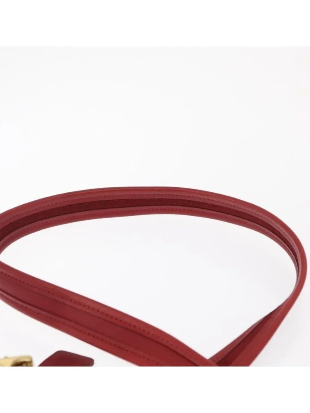 Authentic Coach Shoulder Bag Leather Red Gold